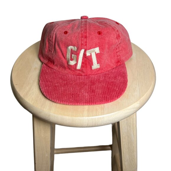 Nissan G/T GT G T VINTAGE 80's Red Salmon Corduroy Trucker Cap Hat Adjustable - Picture 1 of 16